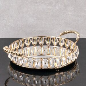 OVAL TAŞLI YUVARLAK TEPSİ KÜÇÜK 33x25x8cm