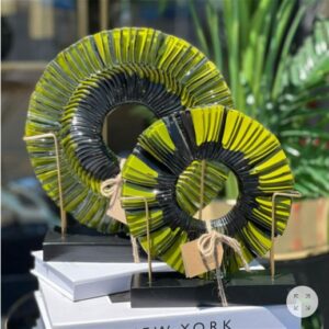 2-Tier Wooden Display Stand – Yellow Glass Fusion