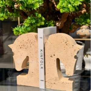 TRAVERTINE 16×25 CM HORSE BOOKEND