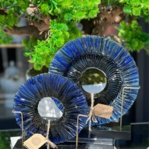 2-Tier Wooden Stand with Glass Fusion